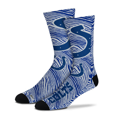 Zubaz By For Bare Feet NFL Adults Unisex Indianapolis Colts Zubified Dress Socks, Large