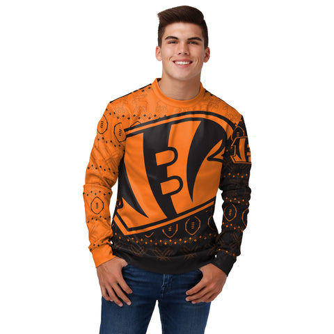 FOCO Men's NFL Cincinnati Bengals Ugly Printed Sweater