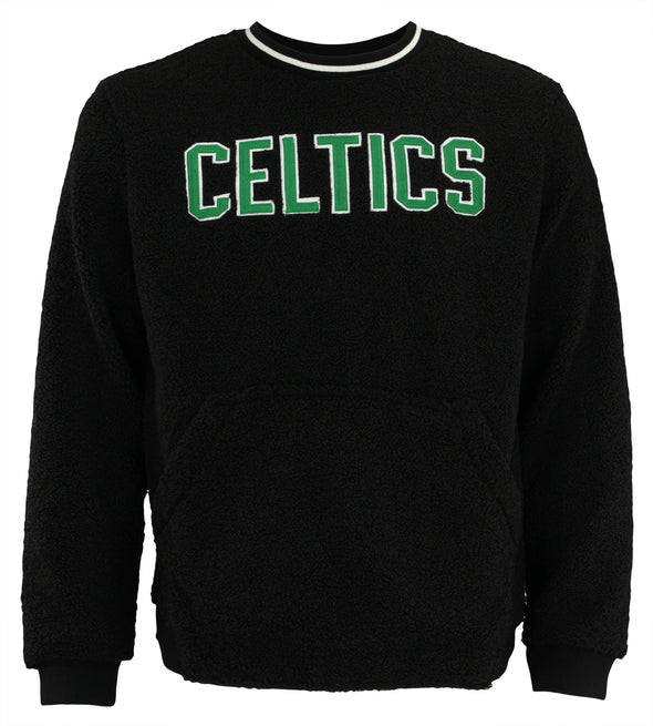FISLL NBA Men's Boston Celtics Moto Sherpa Crew Neck Sweatshirt