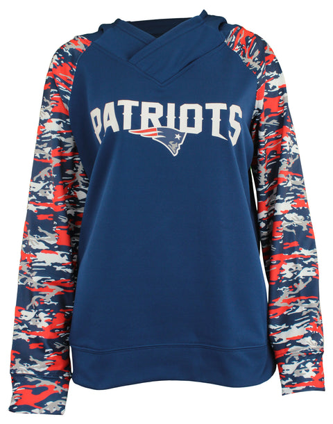 Zubaz NFL Women's New England Patriots Camo Cowl Neck Hoodie