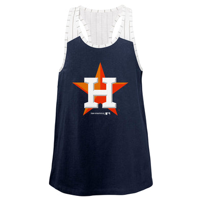 Outerstuff MLB Youth Girls Houston Astros Pinstripe Team Color Tank Top