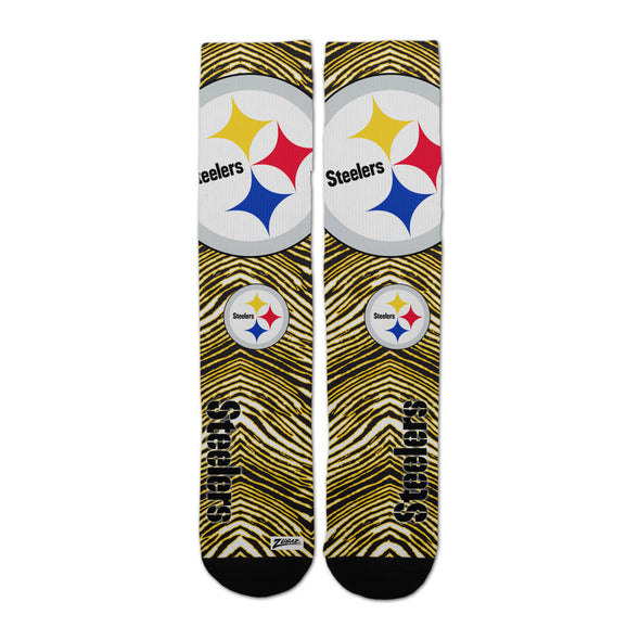 Zubaz By For Bare Feet NFL Adults Unisex Pittsburgh Steelers Zubified Dress Socks, Large