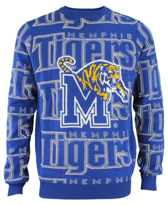 Outerstuff NCAA Men's Memphis Tigers Wordmark Repeat Crew Neck Sweater