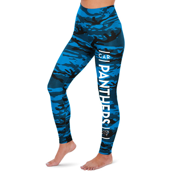 Zubaz NFL Women's Carolina Panthers Marled Camo Lines Leggings