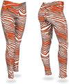Zubaz Cleveland Browns NFL Women's Zebra Print Legging, Fire Red/Brown