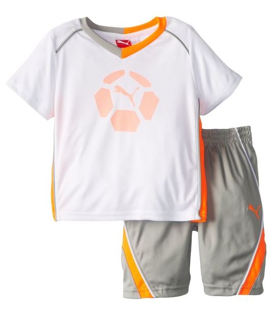 Puma Infant Soccer Team Perf Set - Jersey Shirt & Shorts - White & Blue