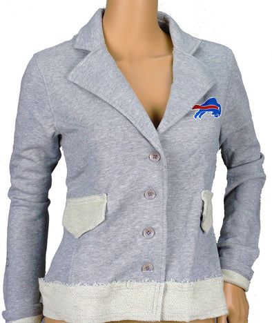 NFL Football Women's Buffalo Bills Button Up Cotton Jacket Blazer, Grey