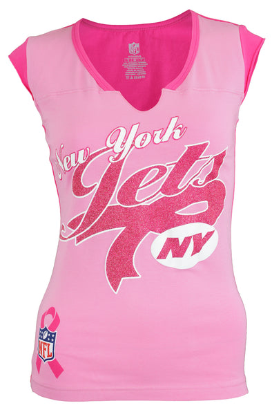 Reebok NFL Women's New York Jets Split Neck Tank Top Shirt, Pink