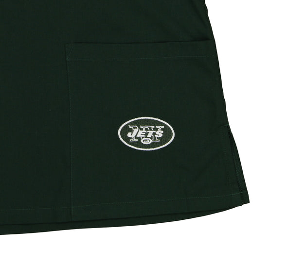 Fabrique Innovations NFL Women's New York Jets Team Color Wrap Scrub Top