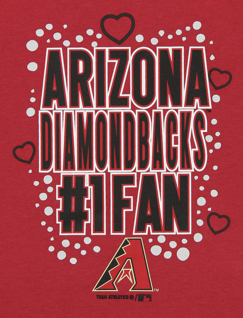 Outerstuff Arizona Diamondback MLB Girl's Youth (4-16) #1 Fan Short Sleeve Tee, Sedona Red