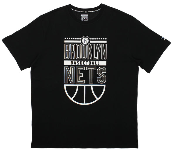 Zipway NBA Basketball Mens Brooklyn Nets Stars & Bars Short Sleeve T-Shirt, Black