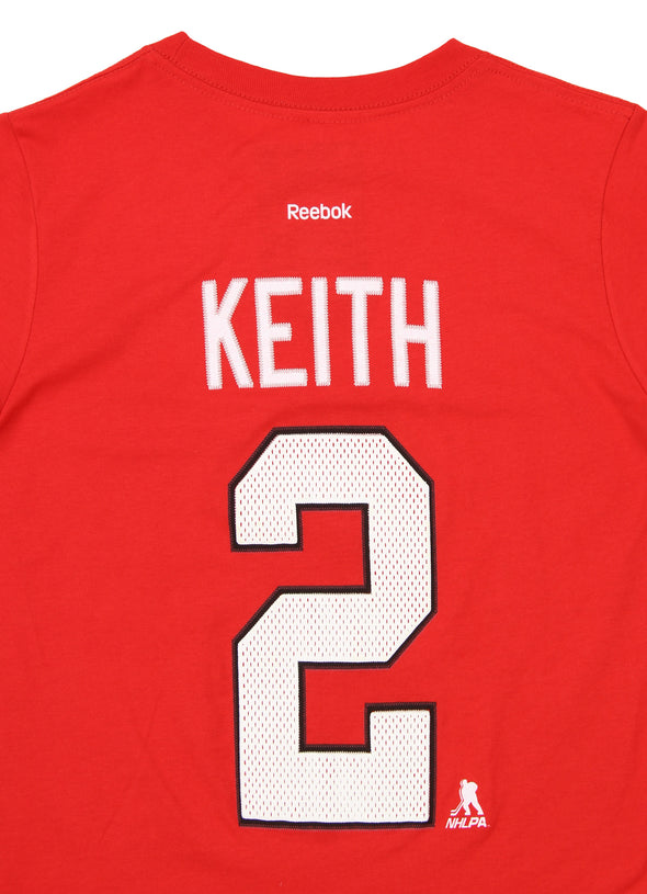 Reebok NHL Boys Youth Chicago Blackhawks Duncan Keith #2 Short Sleeve Tee, Red