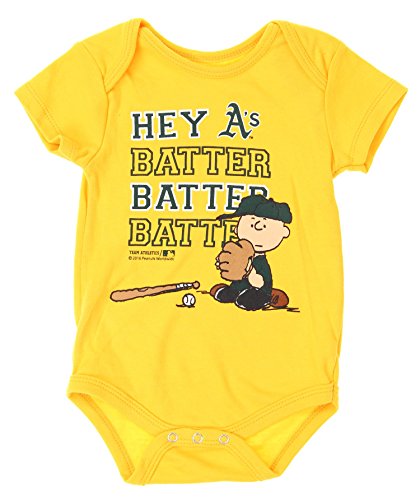 MLB Infants Oakland Athletics Peanuts Love Baseball Creeper, Gold