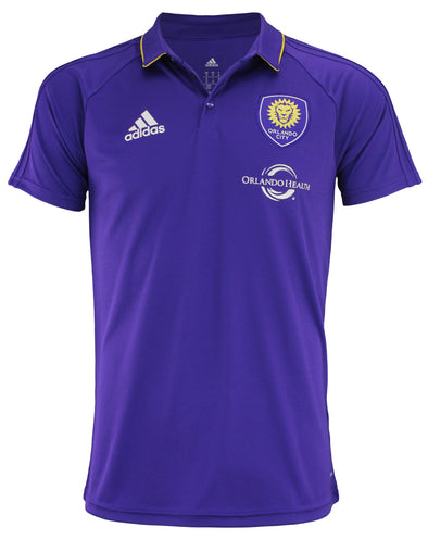 adidas MLS Men's Orlando City SC Climalite 3-Stripe Coaches Polo, Purple