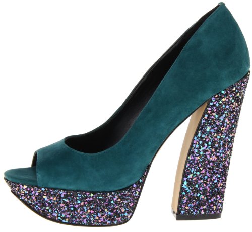Boutique 9 Alesandra Women's Glitter Peep Toe Pumps Heels, Dark Turquoise