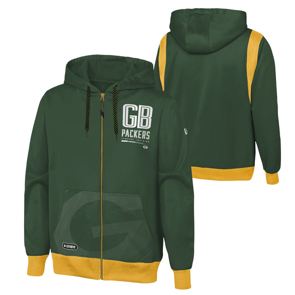 Outerstuff NFL Men's Green Bay Packers Drop Back Performance Fleece Hoodie