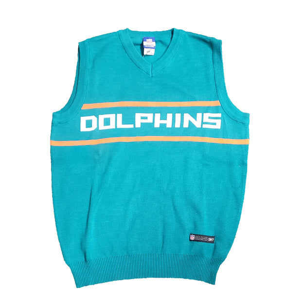 Reebok NFL Football Men's Miami Dolphins Sweater Knit Vest, Medium, Aqua