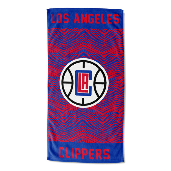 Zubaz by Northwest Los Angeles Clippers NBA Classic Zebra Print Beach Towel, 30x60