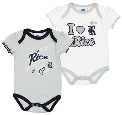 Outerstuff NCAA Infant Girls Rice Owls Biggest Fan 2 Pack Creeper Set