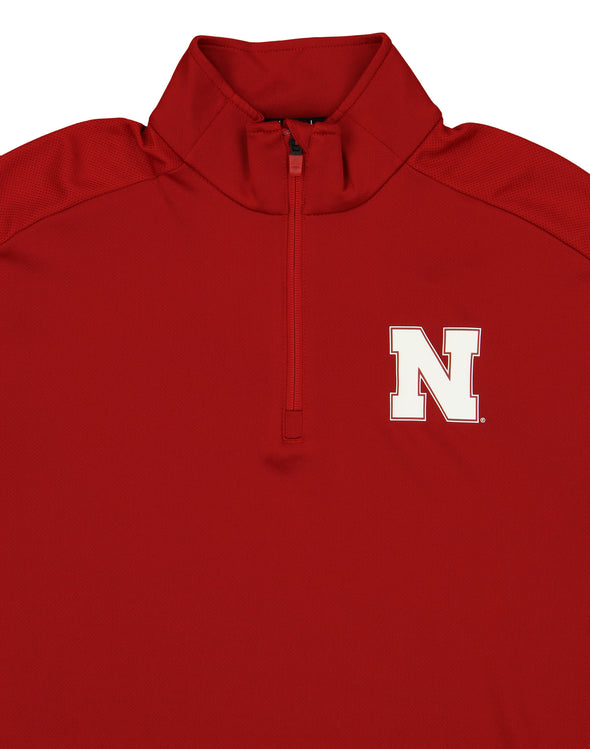 adidas NCAA Men's Nebraska Cornhuskers Team Logo 1/4 Zip Pullover, Red