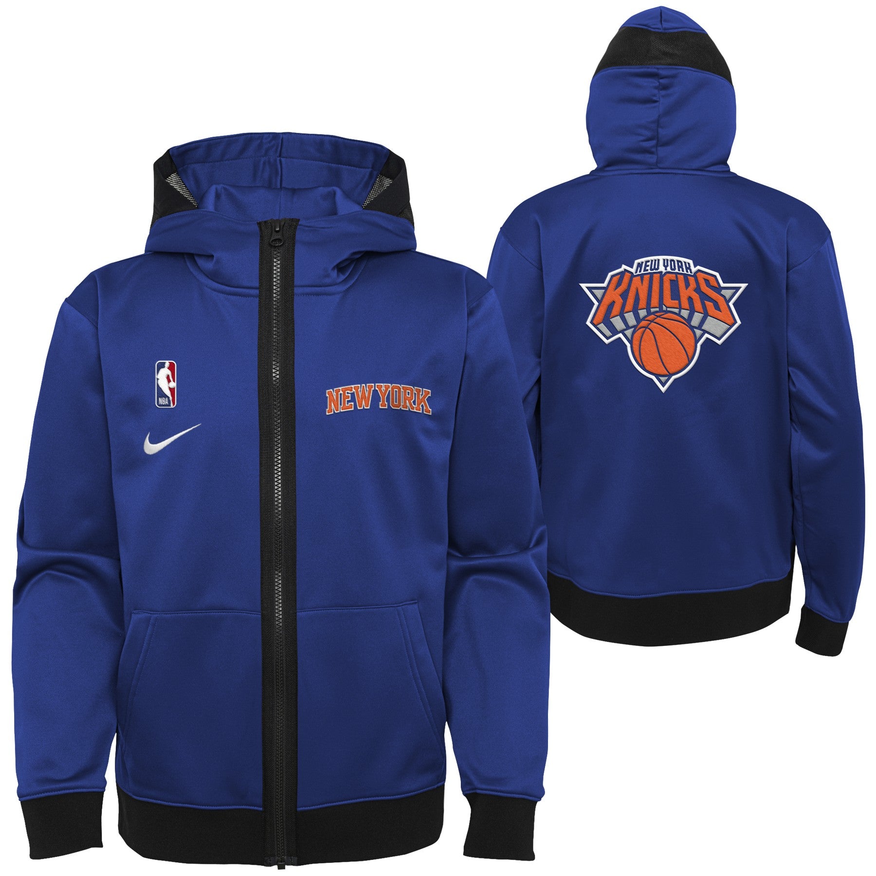 Youth New York Knicks Nike Blue Logo Showtime Performance Full-Zip