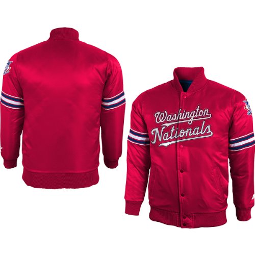 Starter MLB Baseball Youth Washington Nationals Satin Varsity Jacket, Red - Small (8)