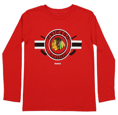 Reebok NHL Youth Chicago Blackhawks Long Sleeve Emblematic Tee, Red