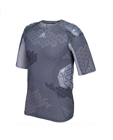 Adidas Techfit Ironskin Men's 5 Pad Short Sleeve Football Shirt, Onix