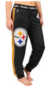 KLEW NFL Women's Pittsburgh Steelers Cuffed Jogger Pants, Black