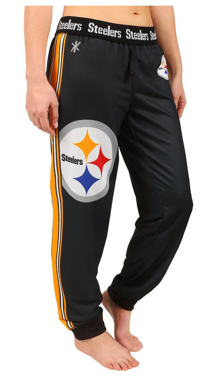 KLEW NFL Women's Pittsburgh Steelers Cuffed Jogger Pants, Black