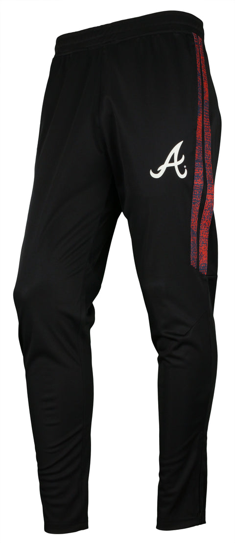 Zubaz MLB Men's Atlanta Braves Static Stripe Black Track Pants