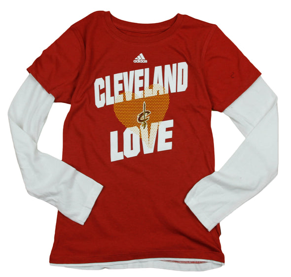 Adidas NBA Youth Girls Cleveland Cavaliers Long Sleeve Layered Shirt - Wine