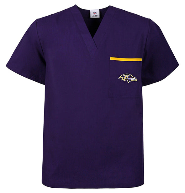 Fabrique Innovations NFL Unisex Baltimore Ravens Team Color Scrub Top