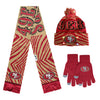 FOCO X Zubaz NFL Collab 3 Pack Glove Scarf & Hat Outdoor Winter Set, San Francisco 49ers