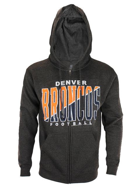 Denver Broncos NFL Football Mens Split Formation Fleece Hoodie, Gray