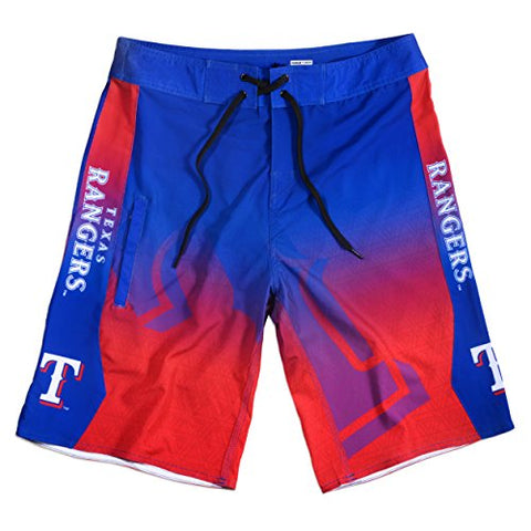 KLEW MLB Men's Texas Rangers Gradient Board Shorts