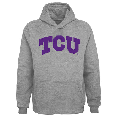 Outerstuff NCAA Boys TCU Horned Frogs Logo Fleece Hoodie, Grey