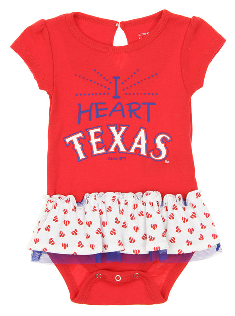 Outerstuff MLB Infant Texas Rangers Play With Heart Creeper, Bib & Bootie Set