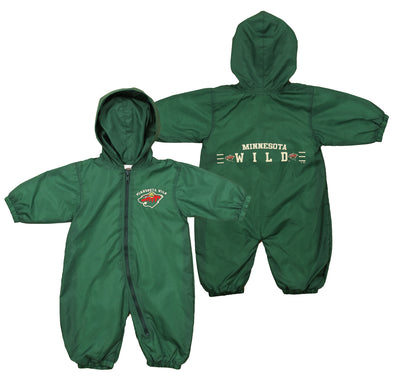 NHL Hockey Baby Boys Infants Minnesota Wild Hooded Windbreaker Coverall, Green