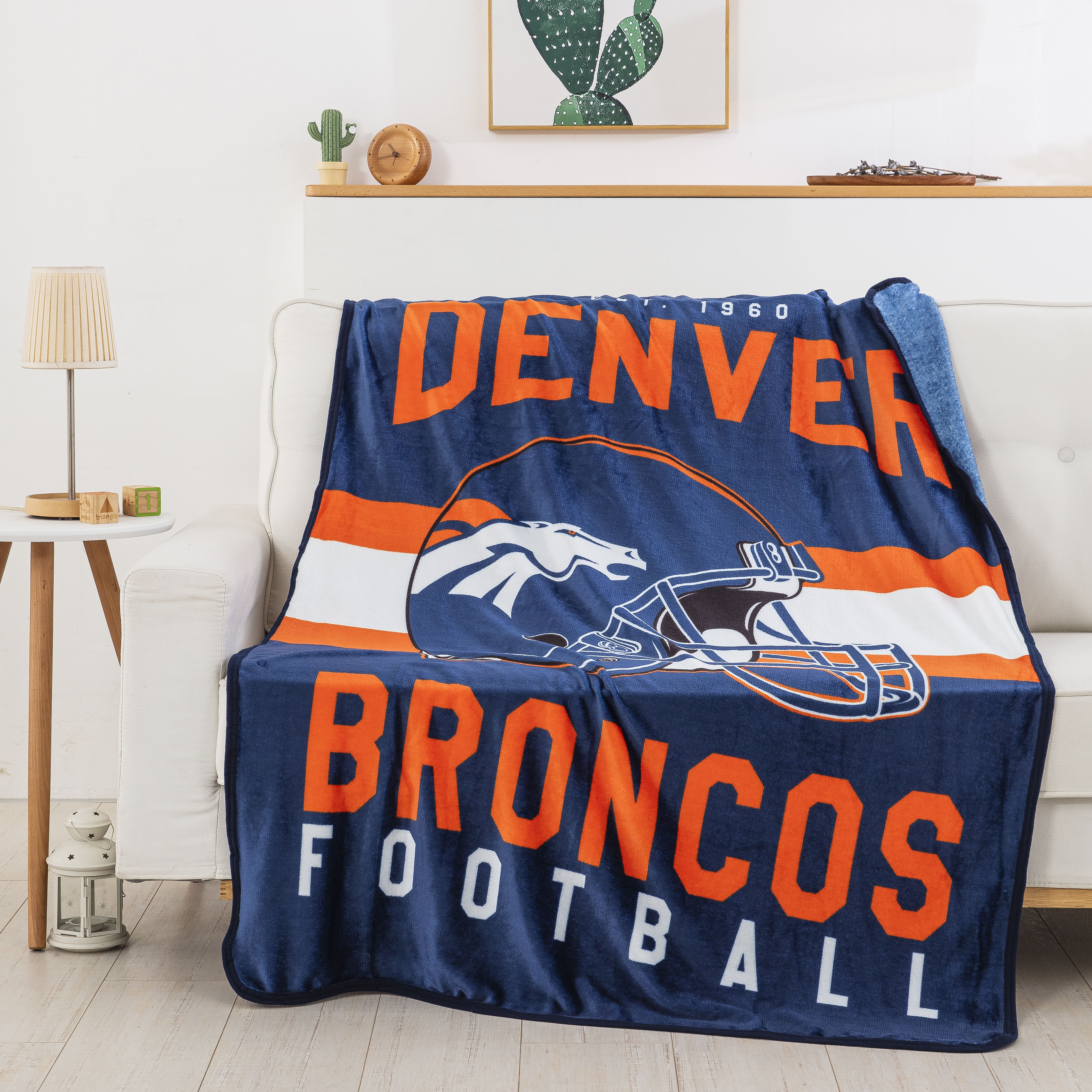 Northwest NFL Denver Broncos Nose Tackle Woven Jacquard Throw 46 W x 60 L  Blanket