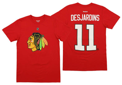 Reebok NHL Men's Chicago Blackhawks Andrew Desjardins #11 Team logo Tee