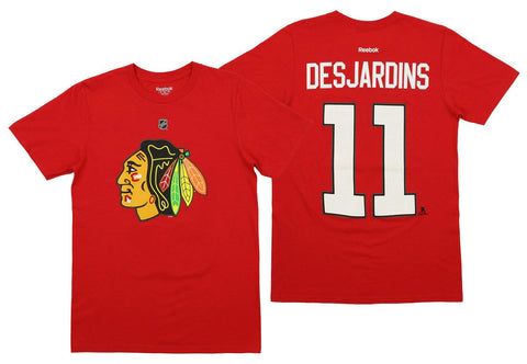 Reebok NHL Men's Chicago Blackhawks Andrew Desjardins #11 Team logo Tee