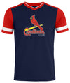 Outerstuff St. Louis Cardinals MLB Boy's Youth (4-18) Short Sleeve Pin-Dot Tee, Midnight Navy