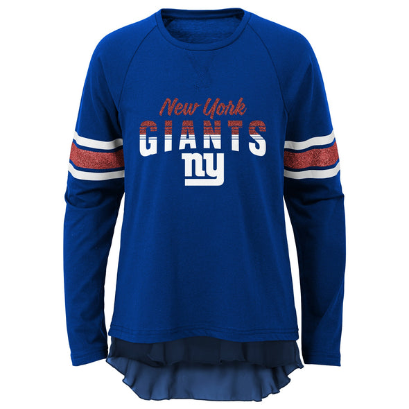 Outerstuff NFL Youth Girls New York Giants Crystalline Formation Long Sleeve Top
