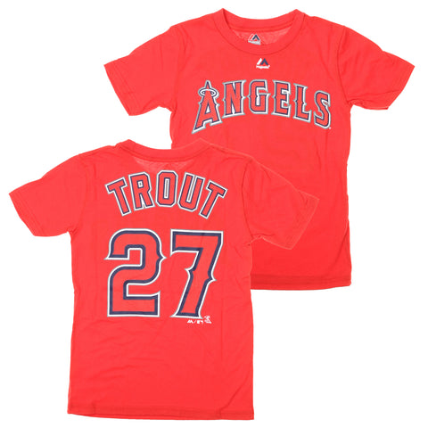 Outerstuff MLB Youth Los Angeles Angels Of Anaheim Mike Trout #27 Player Tee, Red