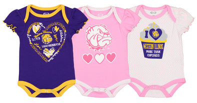 Outerstuff NCAA Infant Girls Western Illinois Leathernecks 3 Piece Bodysuit Set