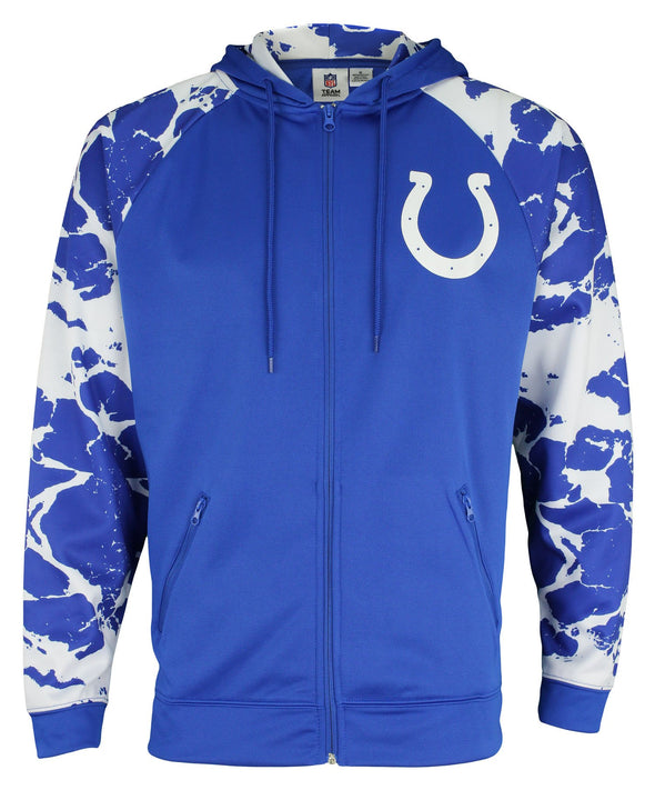 Zubaz NFL Men's Indianapolis Colts  Full Zip Hoodie with Lava Sleeves