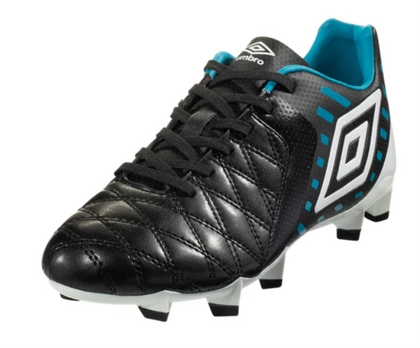 Umbro Juniors Youth Big Boys Medusae II Club Firm Ground Soccer Shoes, Black/White/Carribean Sea