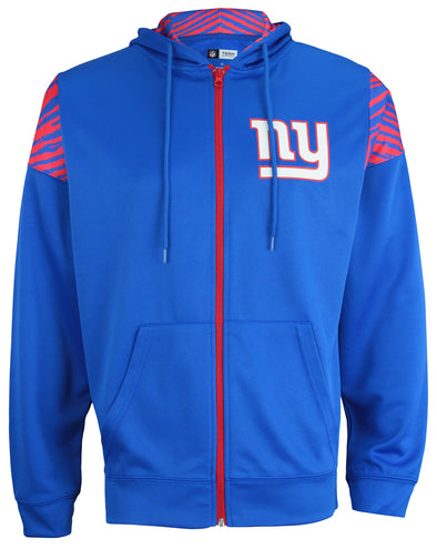 Zubaz New York Giants NFL Men's Full Zip Hoodie with Zebra Print Details