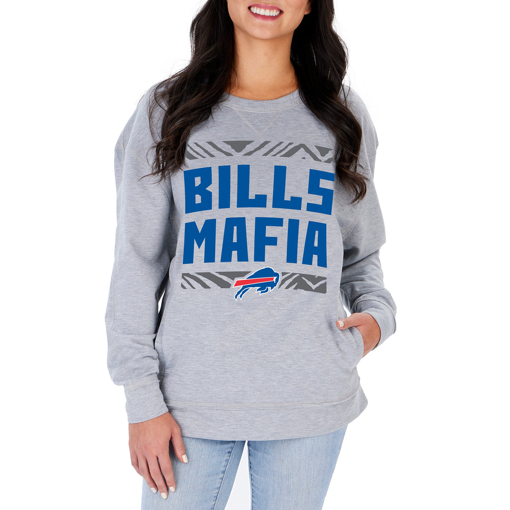 Buffalo Bills Women's Zubaz Crop Fleece Crew Neck Sweatshirt